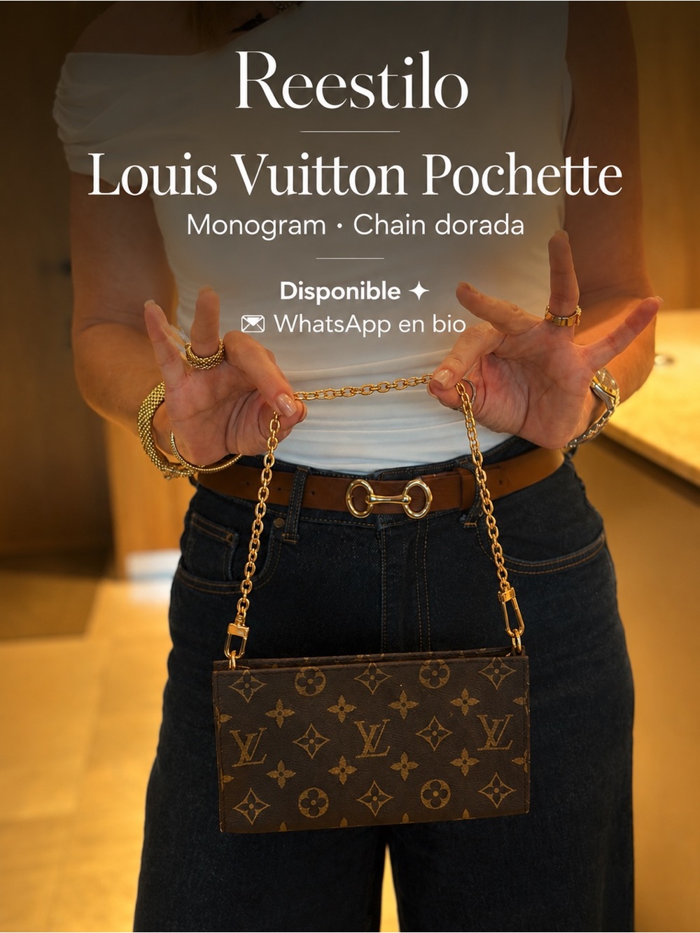 Louis Vuitton Monogram Canvas Chain Wristlet in Brown and Gold-Tone - Picture 14 of 14